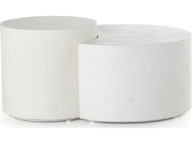 Four Hands Outdoor Constantine Textured White Concrete Round Coffee Table FHO226313001
