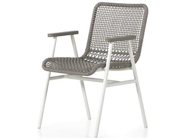 Four Hands Outdoor Solano Weathered Grey Teak / White Aluminum / Grey Rope Dining Chair FHO226839004