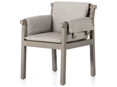 Four Hands Outdoor Solano Weathered Grey Teak Dining Chair with Faye Ash Cushion FHO226845001