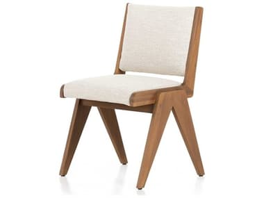 Four Hands Outdoor Solano Natural Teak Dining Chair with Faye Sand Cushion FHO226846001