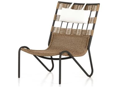 Four Hands Outdoor Solano Bronze Aluminum / Faux Dark Hyacinth Lounge Chair with Natural Ivory Cushion FHO226880002