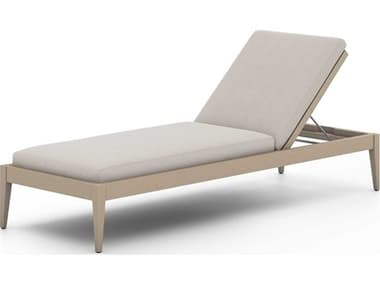 Four Hands Outdoor Solano Washed Brown Teak / Grey Rope Chaise Lounge with Stone Grey Cushion FHO226912001