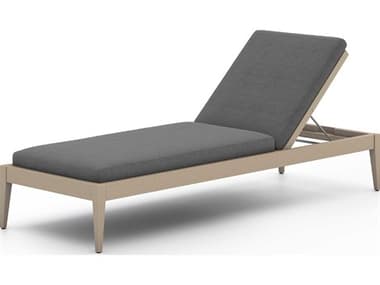Four Hands Outdoor Solano Washed Brown Teak / Grey Rope Chaise Lounge with Charcoal Cushion FHO226912003