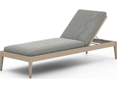 Four Hands Outdoor Solano Washed Brown Teak / Grey Rope Chaise Lounge with Faye Ash Cushion FHO226912004