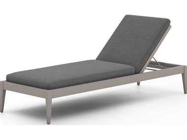 Four Hands Outdoor Solano Weathered Grey Teak / Dark Grey Rope Chaise Lounge with Charcoal Cushion FHO226912007