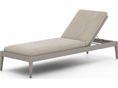 Four Hands Outdoor Solano Weathered Grey Teak / Dark Grey Rope Chaise Lounge with Faye Sand Cushion FHO226912008
