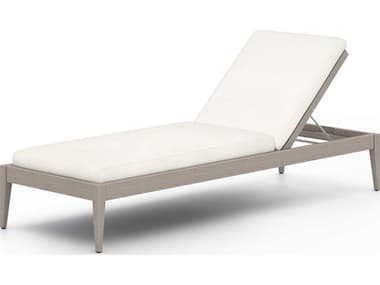 Four Hands Outdoor Solano Weathered Grey Teak / Dark Grey Rope Chaise Lounge with Natural Ivory Cushion FHO226912013