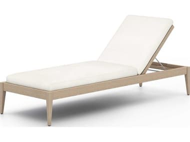Four Hands Outdoor Solano Washed Brown Teak / Grey Rope Chaise Lounge with Natural Ivory Cushion FHO226912014