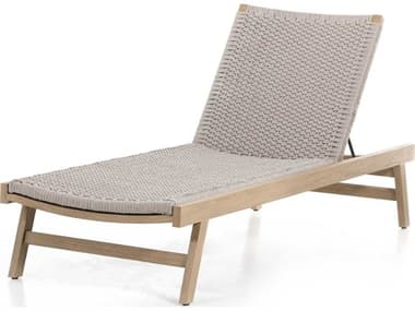 Four Hands Outdoor Solano Washed Brown Teak / Thick Grey Rope Chaise Lounge FHO226919001