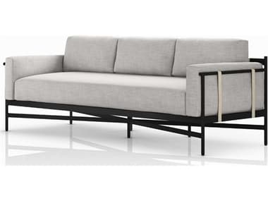 Four Hands Outdoor Solano Bronze Aluminum / Ivory Strap Sofa with Stone Grey Cushion FHO226933002
