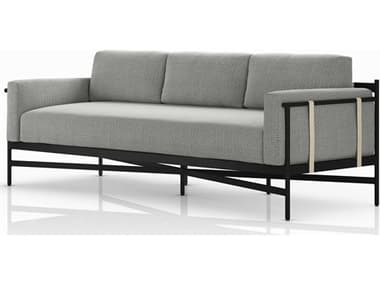 Four Hands Outdoor Solano Bronze Aluminum / Ivory Strap Sofa with Faye Ash Cushion FHO226933003