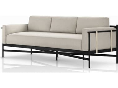 Four Hands Outdoor Solano Bronze Aluminum / Ivory Strap Sofa with Faye Sand Cushion FHO226933005