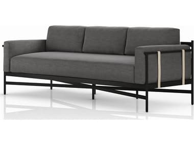 Four Hands Outdoor Solano Hearst Brnze Aluminum Cushion 99" Sofa in Venao Charcoal FHO226933006