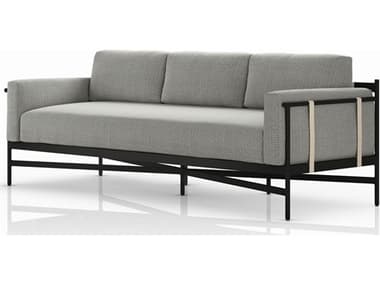 Four Hands Outdoor Solano Hearst Bronze Aluminum Cushion 99" Sofa in Faye Ash FHO226933008