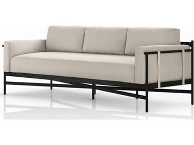 Four Hands Outdoor Solano Hearst Bronze Aluminum Cushion 99" Sofa in Faye Sand FHO226933010