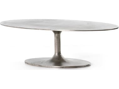 Four Hands Outdoor Marlow Raw Antique Nickel Aluminum Oval Coffee Table FHO227822002