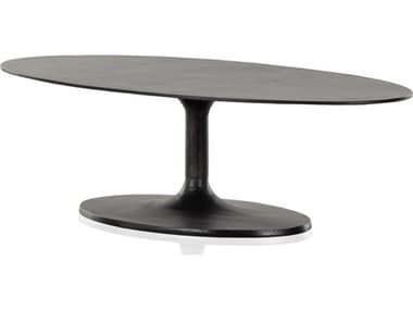 Four Hands Outdoor Marlow Raw Black Aluminum Oval Coffee Table FHO227822005