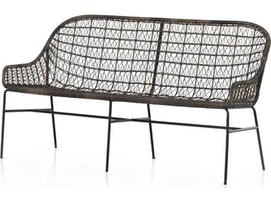 Four Hands Outdoor Grass Roots Natural Black Iron / Distressed Grey Polypropylene Bench FHO227823002