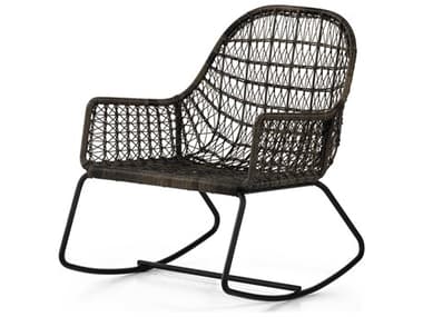 Four Hands Outdoor Grass Roots Natural Black / Distressed Grey Wrought Iron Lounge Chair FHO227866002