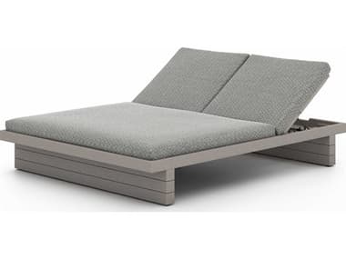 Four Hands Outdoor Solano Weathered Grey Teak / Dark Grey Rope Chaise Lounge with Faye Ash Cushion FHO227876007