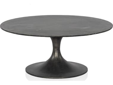 Four Hands Outdoor Marlow Raw Black Aluminum Round Coffee Table FHO228085006