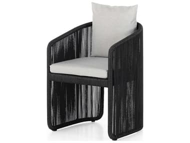 Four Hands Outdoor Solano Black Hyacinth Dining Chair with Stone Grey Cushion FHO229214002