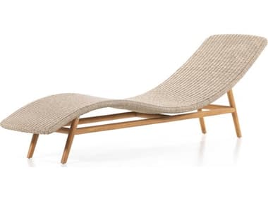 Four Hands Outdoor Grass Roots Vintage White Polypropylene / Natural Teak Chaise Lounge FHO229227002