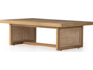 Four Hands Outdoor Duvall Natural Teak / Faux Rattan 50'' Rectangular Coffee Table FHO229412001