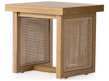 Four Hands Outdoor Duvall Natural Teak / Faux Rattan 20'' Square End Table FHO229413001