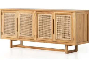 Four Hands Outdoor Duvall Natural Teak / Faux Rattan 72'' Rectangular Sideboard FHO229414001