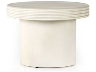 Four Hands Outdoor Thayer White Concrete 22'' Round End Table FHO230023001