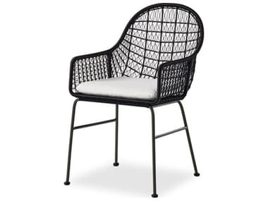 Four Hands Outdoor Grass Roots Bandera Iron Cushion Dining Arm Chair in Stinson White FHO230094005