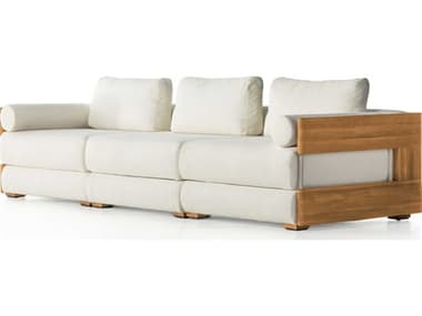 Four Hands Outdoor Solano Natural Teak / Sectional Sofa with Faye Cream / Dove Taupe Cushions FHO231652002