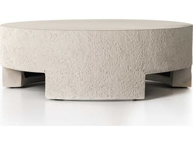 Four Hands Outdoor Constantine Blanc White / Matte 48'' Concrete Round Coffee Table FHO231853001