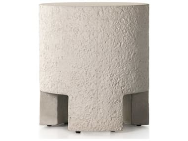 Four Hands Outdoor Constantine Blanc White / Matte 18'' Concrete Round End Table FHO231868001