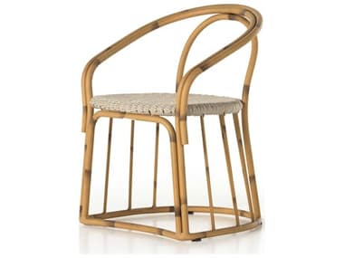 Four Hands Outdoor Solano Painted Rattan / Ivory Rope Aluminum Polypropylene Metal Dining Chair FHO231938003