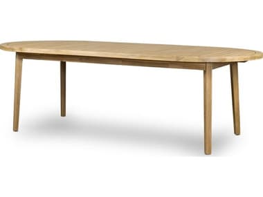Four Hands Outdoor Belfast Natural Acacia 98'' Wide Oval Dining Table FHO232273001