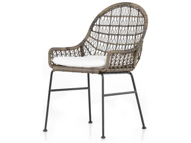 Four Hands Outdoor Grass Stinson White Roots Wicker Cushion Dining Chair FHO232553001