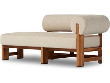 Four Hands Outdoor Solano Natural Teak Right Facing Chaise Lounge with Faye Sand Cushion FHO233625001