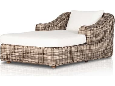 Four Hands Outdoor Pembrook Venao Ivory / Natural Teak / Chunky Sand Woven / Soft Umber Chaise Lounge FHO233662002