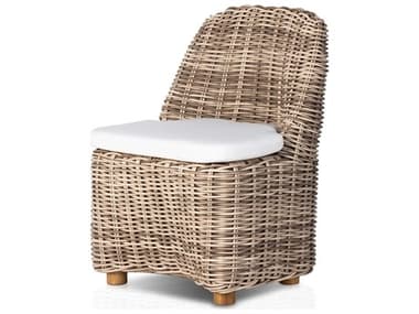 Four Hands Outdoor Pembrook Venao Ivory / Natural Teak / Chunky Sand Woven Side Dining Chair FHO233670002
