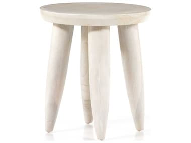 Four Hands Outdoor Grass Roots Ivory Teak 16'' Round End Table FHO234251003