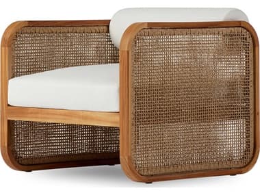 Four Hands Outdoor Duvall Natural Teak Lounge Chair with Stinson White Cushion FHO235144002