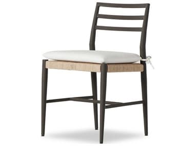 Four Hands Outdoor Solano Bronze / Vintage White Side Dining Chair with Stinson White Cushion FHO235959005