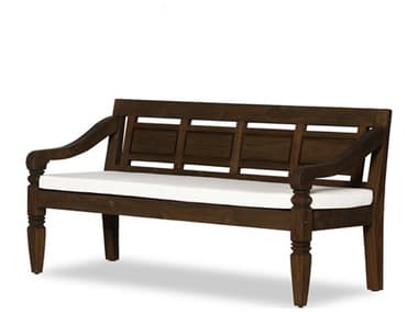 Four Hands Outdoor Providence Heritage Brown Bench with Faye Cream Cushion FHO235969001