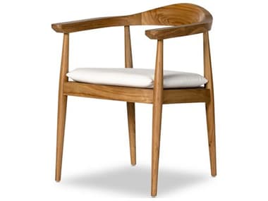 Four Hands Outdoor Providence Natural Teak Arm Dining Chair with Venao Ivory Cushion FHO237072001