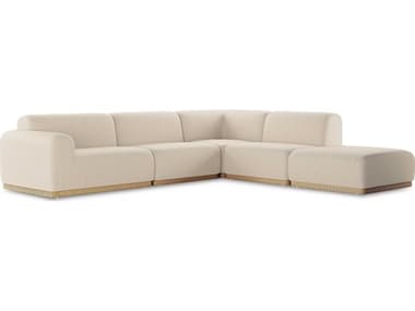 Four Hands Outdoor Garwood Faux Hyacinth / Faye Sand Five-Piece Left Facing Sectional Sofa with Ottoman FHO237434001