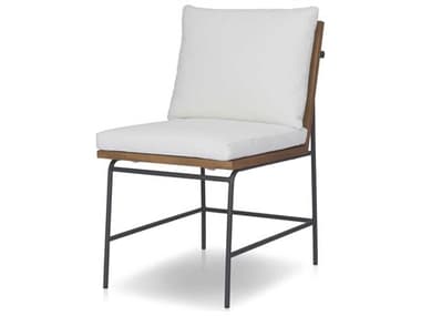 Four Hands Outdoor Grass Roots Crete Arashi Salt Charcoal Iron Natural Teak Steel Cushion Dining Chair FHO239133006