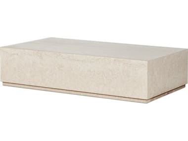 Four Hands Outdoor Rockwell Oakland Cream Marble 65" x 35" Rectangular Coffee Table FHO239146002