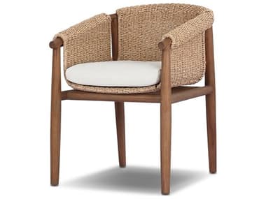 Four Hands Outdoor Grass Roots Cambrie Teak Cushion Dining Arm Chair in Arashi Salt FHO240961003